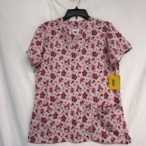 Revel Women's Med Love You Gnome Scrub Top